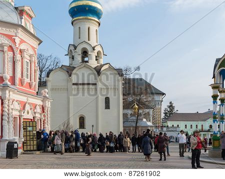Sergiev Posad, Russia - March 28, 2015.  Great Trinity Monastery In Sergiyev Posad Near Moscow. Gold