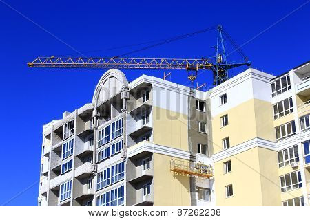 Construction Of Multistorey Modern House With Hoisting Crane