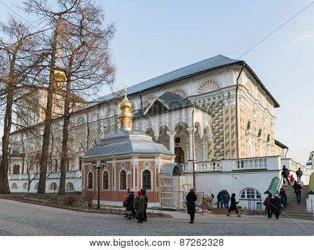 Sergiev Posad, Russia - March 28, 2015.  Great Trinity Monastery In Sergiyev Posad Near Moscow. Gold