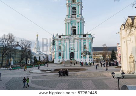 Sergiev Posad, Russia - March 28, 2015.  Great Trinity Monastery In Sergiyev Posad Near Moscow. Gold