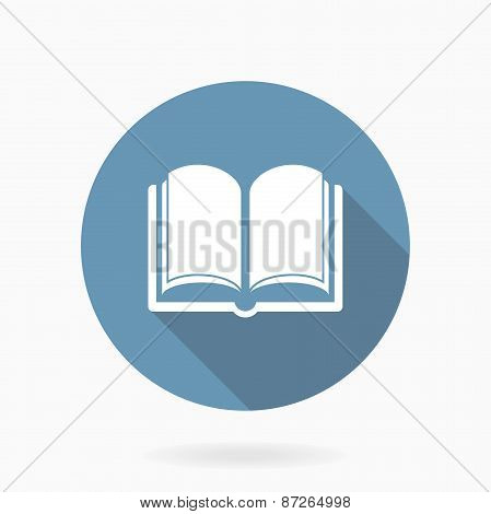 Book Icon With Flat Design. Blue and White Colors