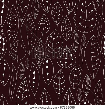 Seamless Texture With Floral Elements . Leaves Pattern.