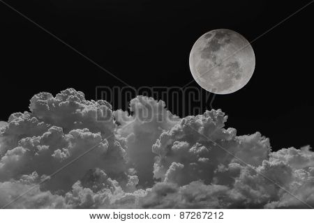 Backgrounds Night Sky Of The Moon With Clouds.