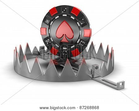 Trap and chip of casino (clipping path included)