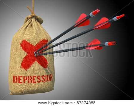 Depression - Arrows Hit in Red Mark Target.