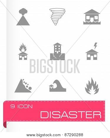 Vector black disaster icon set