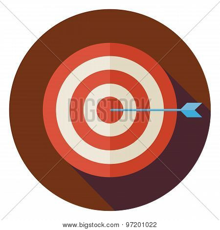 Flat Business Success Target Circle Icon With Long Shadow