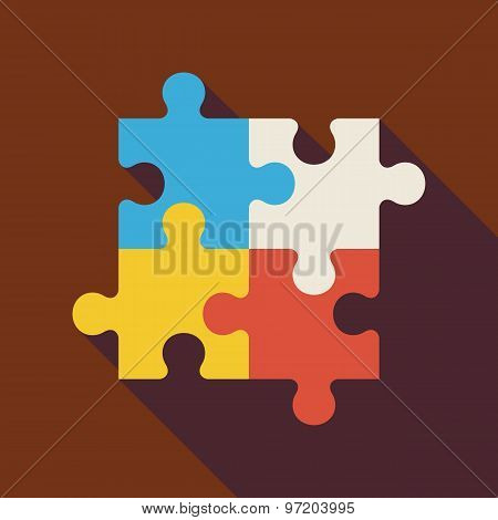 Flat Puzzle Illustration With Long Shadow