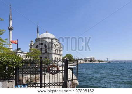 Bosphorus and Dolmabahçe Mosque. Istanbul. Turkey.