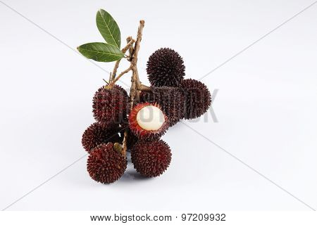 pulasan  thick skin or wild rambutan on the white background