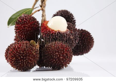pulasan  thick skin or wild rambutan on the white background