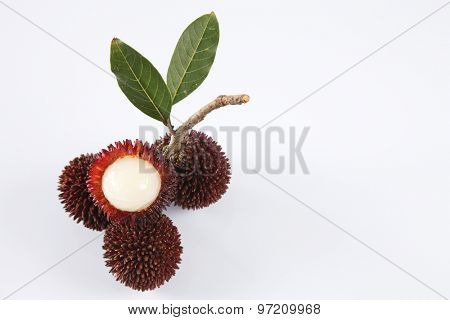 pulasan  thick skin or wild rambutan on the white background