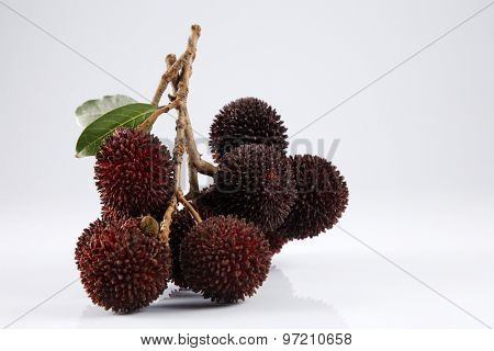 pulasan  thick skin or wild rambutan on the white background