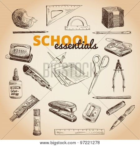 Vector set of school items.