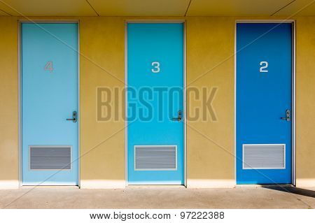 Three Blue Doors