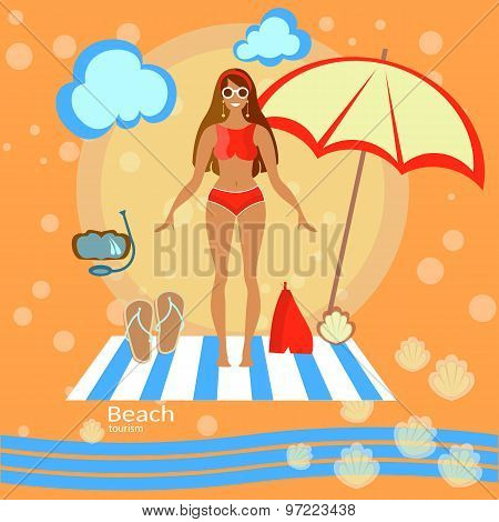 Beautiful Woman Girl, Beach, Sunbathe, Swimsuit, Bikini,  Tourism, Recreation, Sea