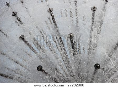 Water Splash From Circular Steel Tube Fountain