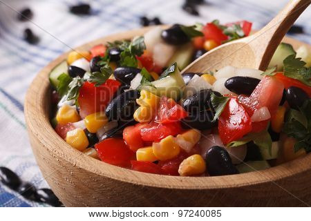 Mexican Salad With Black Beans, Avocado, Corn And Tomatoes Macro