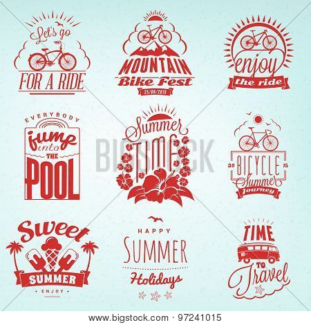 Set Of Summer Holidays Badges. Hipster Vintage Logotypes And Design Elements