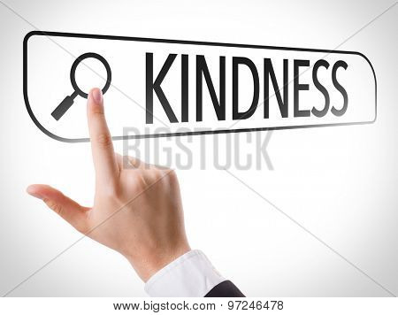 Kindness written in search bar on virtual screen