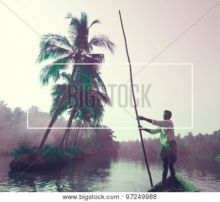 Indian Boatman and Traditional Boat Concept