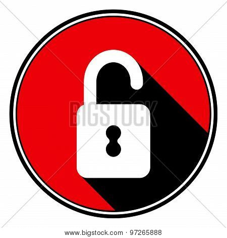 Red Information Icon - White Open Padlock
