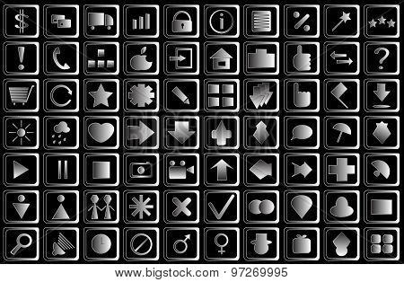 Vector Silver Icons Buttons. EPS 8.