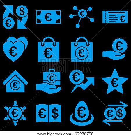 Euro banking business and service tools icons