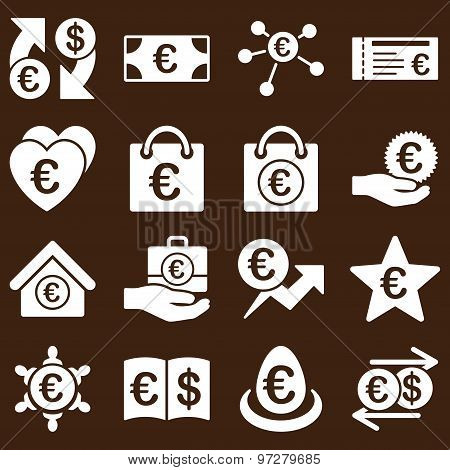 Euro banking business and service tools icons