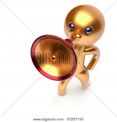 Megaphone Man Character Promotion Speaking News Golden