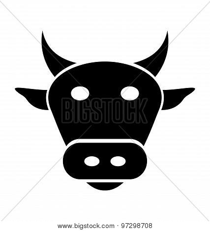Cow, Bull Head On White Background