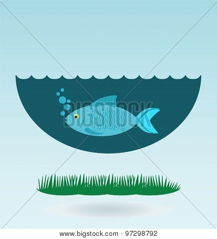 Fish, Grass Business Concept.