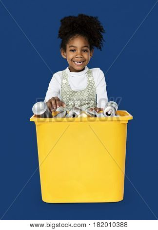 African Descent Girl holding Plastic Container