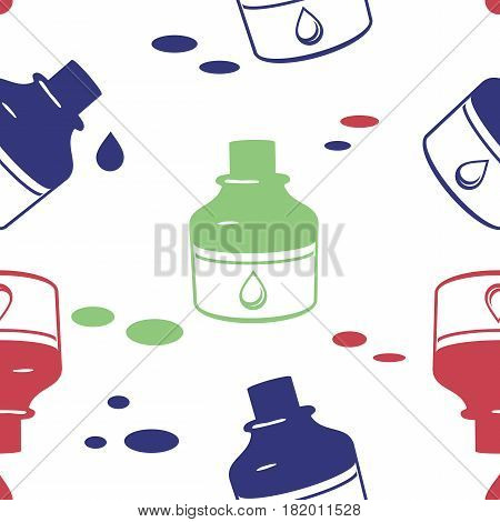 Seamless pattern with ink bottle. Vector illustration