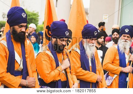 Sikhs Taking Part In The Vaisakhi Parade