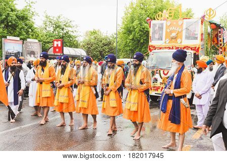 Sikhs Taking Part In The Vaisakhi Parade