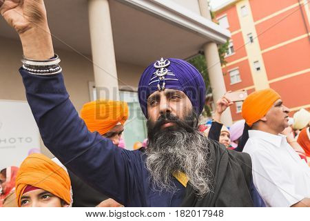 Sikh Man Taking Part In The Vaisakhi Parade
