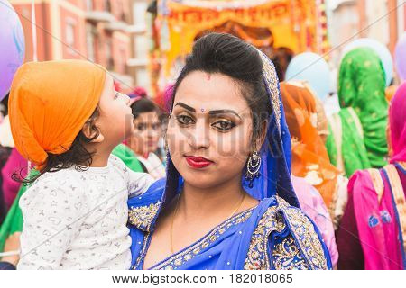 Sikh Woman Taking Part In The Vaisakhi Parade