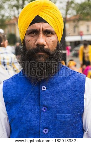 Sikh Man Taking Part In The Vaisakhi Parade