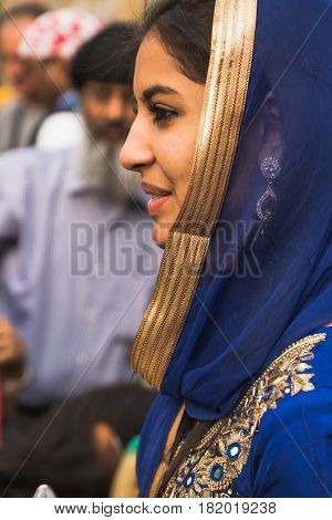 Sikh Woman Taking Part In The Vaisakhi Parade