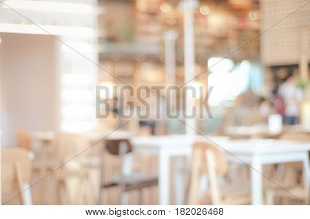 Blurred background : blur restaurant with people on bokeh light background