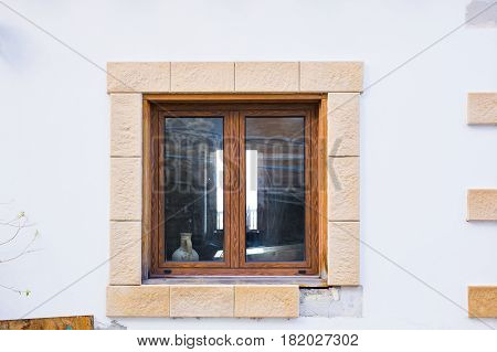 Modern residential window. Nice white Window Frame