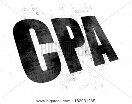 Business concept: Pixelated black text CPA on Digital background
