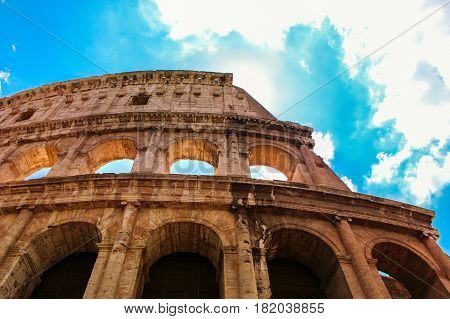 The Rome Colosseum or Coliseum also known as the Flavian Aphitheatre in the city centre of Rome Italy