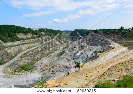 extraction of graphite in career. Russia South Ural tayginka