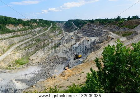 extraction of graphite in career. Russia South Ural tayginka