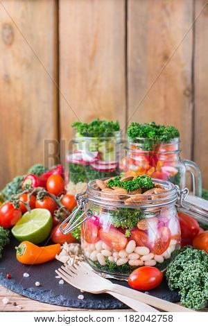 Healthy Vegan Salad In A Mason Jar With Quinoa