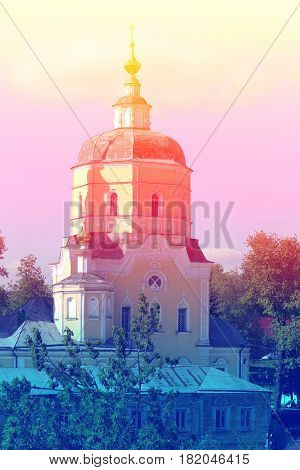 Beautiful Orthodox Church in Russia photographed in close-up