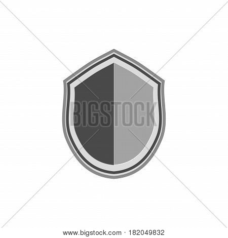 Shield isolated icon. Graphic antique heraldic badge. Monochrome silhouette sign isolated on white background. Symbol of protection arms honor security. Design element. Vector illustration