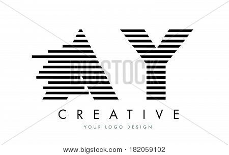 Ay A Y Zebra Letter Logo Design With Black And White Stripes